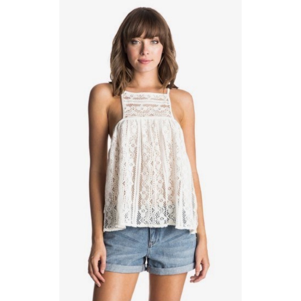 Roxy Poppy Valley Lace Razor Button Up Back Top